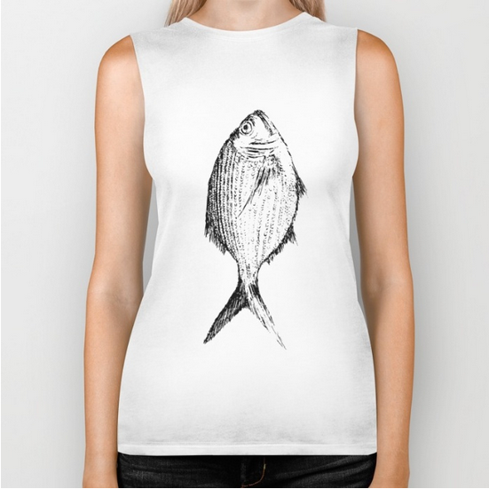 tshirt Mug  ballpen Drawing  fish blackandwhite society6