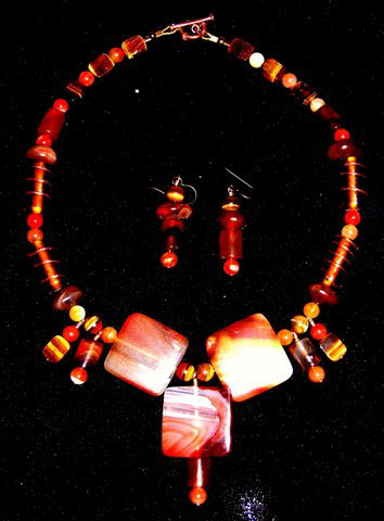 Necklace beaded bead earrings handmade