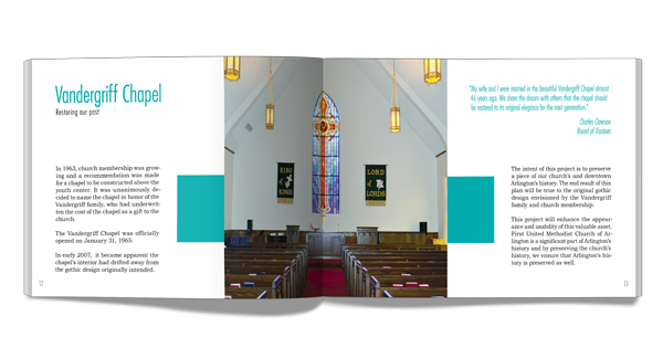 Capital campaign church nonprofit brochure magazine print logo