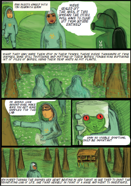 comic Graphic Novel bio punk horror fungus frogs 80s sketch handmade