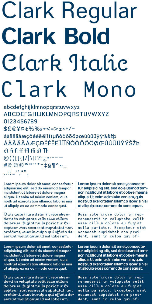 Clark type Typeface type design font sans sans serif grotesque neo-grotesque NEO grotesk Humanist upright upright italic