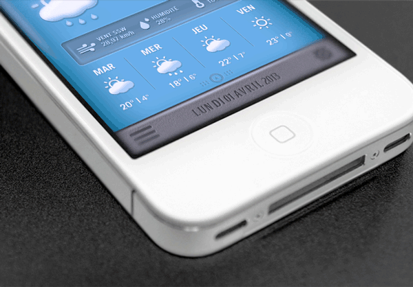 meteo mobile Algeria iphone application Interface weather app UI ios animation gif slider blue Icon texture