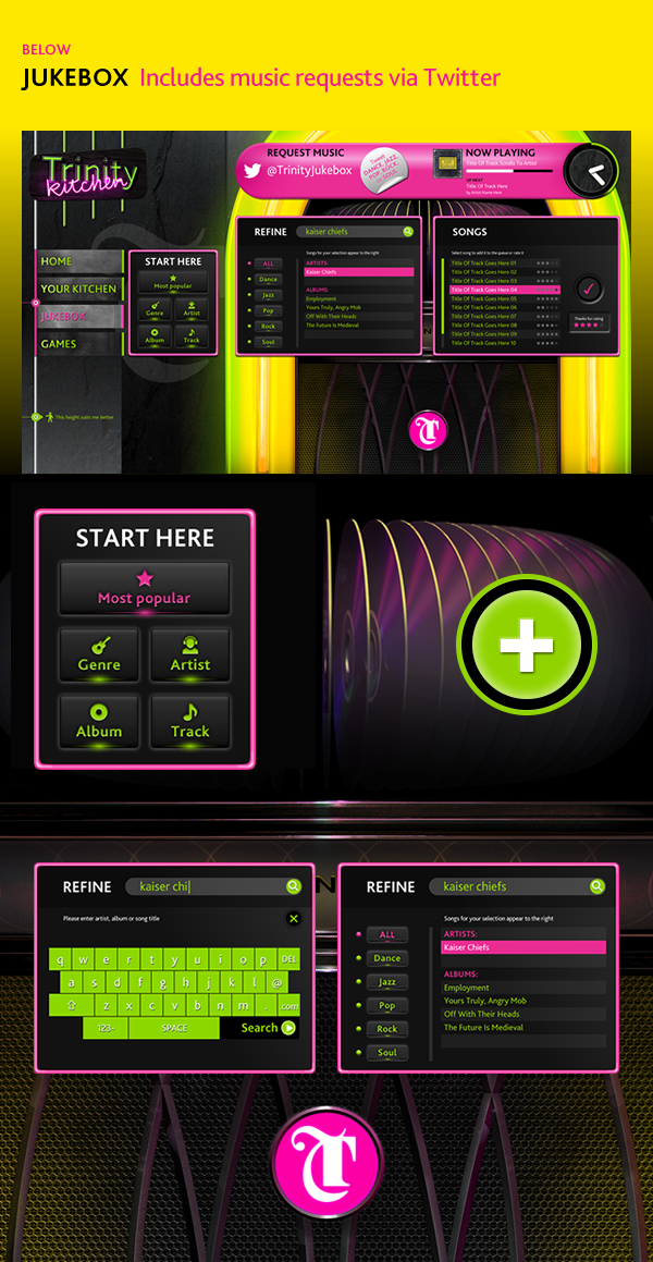 Interactive Wall UI Games jukebox touchscreen ux Instagram Gallery