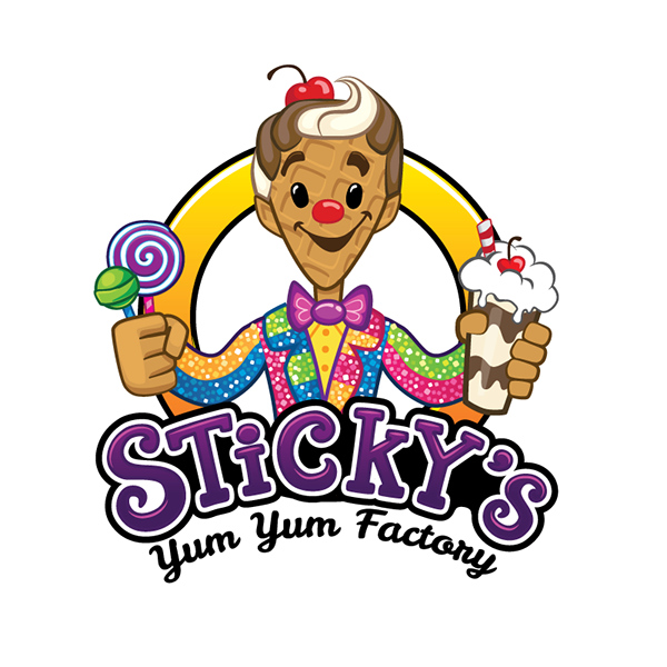 Candy candyman treats kids children milkshake ice cream Suckers logo Character