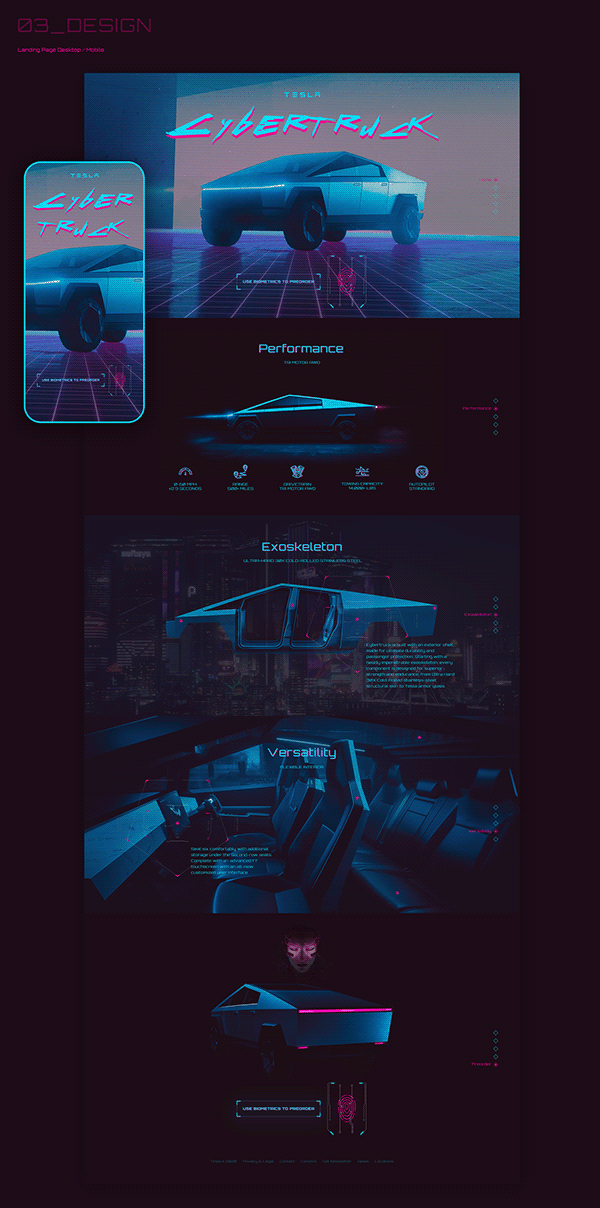 Tesla Cybertruck x Cyberpunk 2077 Website Concept