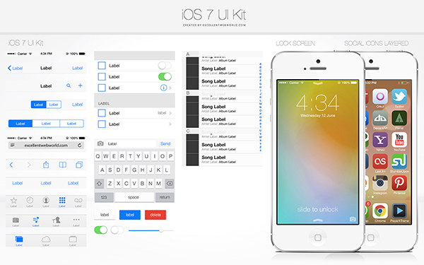 download ios7 UI iphone psd GUI free vector ux mobile