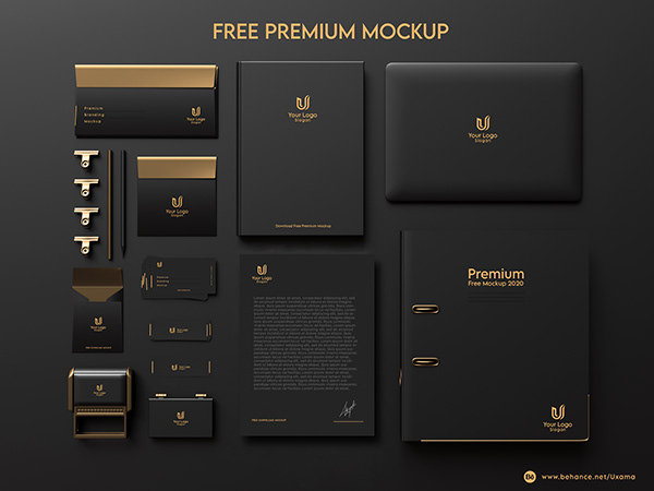 Dark & Gold Stationery / Branding Mockup