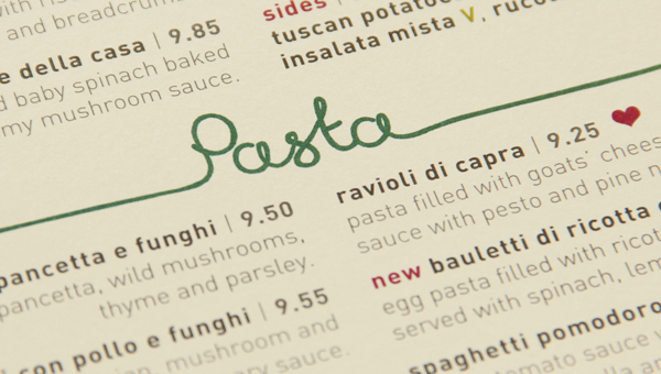 lettering Food  menu italian vintage Layout Zizzi