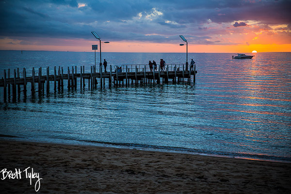 sunset beach water pier