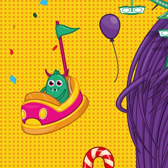 schueberfouer Fair celebration fairground happy child children enjoy Illustrator color