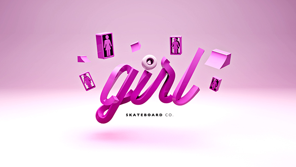 GIRL SKATEBOARDS typography   3D c4d cinema 4d