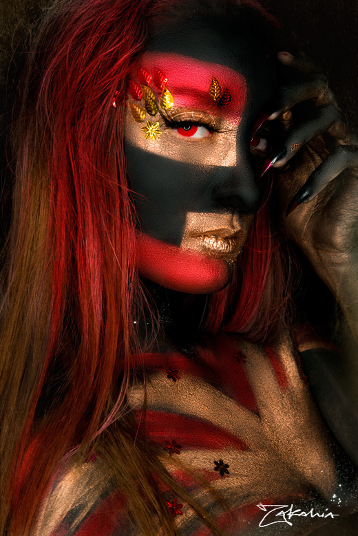 Zakahia makeup MUA portrait photo photoshoot facepaint BODYPAINT FINEART female indoor colours being