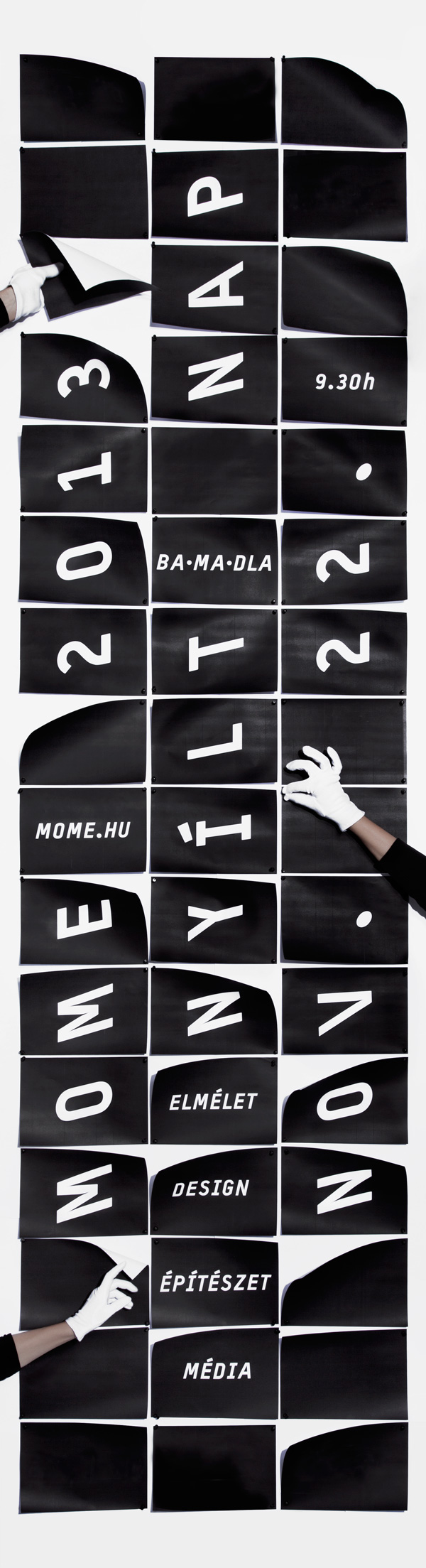 mome Moholy-Nagy Univerity Open Day nyílt nap identity wayfinding campaign brochure blackandwhite banner