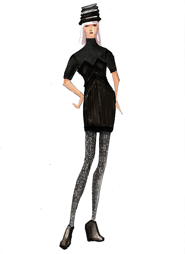 fashion illustrations inspired by Burton's films on Behance