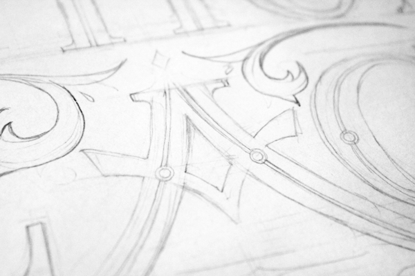 lettering filigree sketch