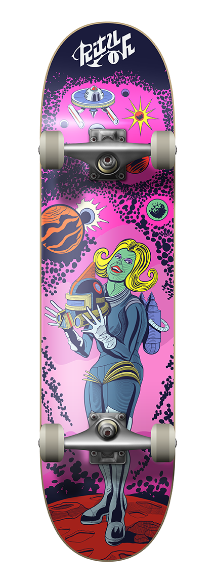 skateboard Scifi science fiction alien Space  space ship deck pinup