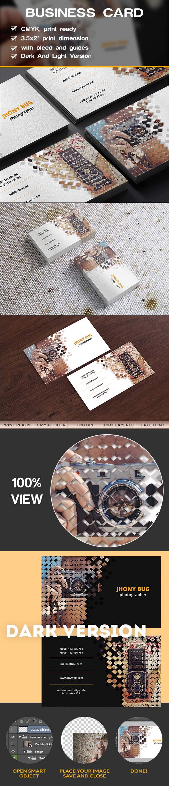 business card creative photographer corporate
