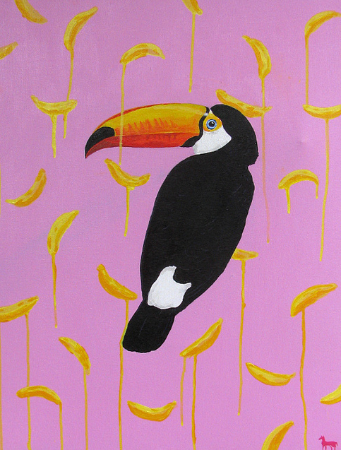 Rammsy Ramos Tropical tucan acrilico sobre tela pintura
