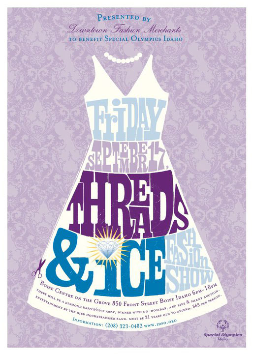 invite dress fashion show diamond  bling type  lettering  special olympics Idaho  Boise
