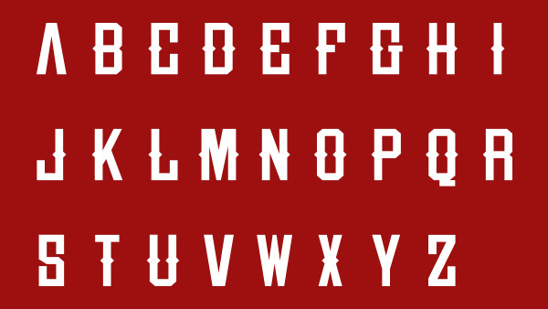 Rude Typeface font alphabet red free