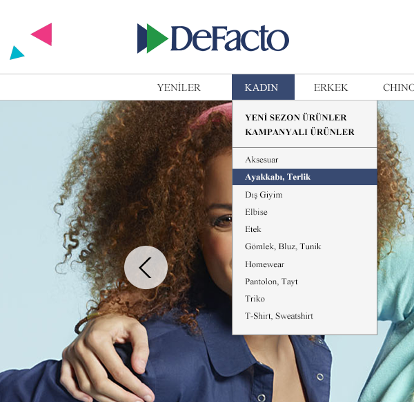 web interface DeFacto design ArtDirection fashion web