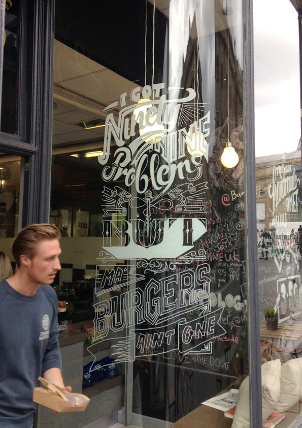 Newcastle ninety nine type HAND LETTERING Script sign painting