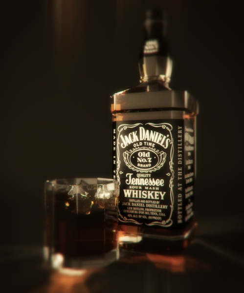 3D c4d cinema 4d bottle Whiskey jack daniels Maxwell