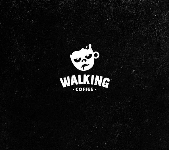 walking coffee zombie dead logo brand
