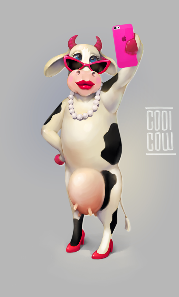 selfie cow wacom iphone mobile phone milk animal