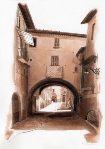 Journalistic Drawing  Italy drawings  travel drawings Fred Lynch  Viterbo Italy urban sketching