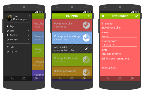 Routine android iphone todo schdule organizer