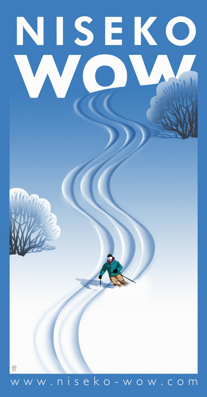 niseko Retro poster Travel skiing Ski skier