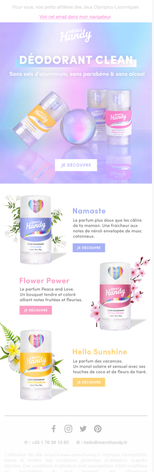 Cosmetic design graphic Interface Marque française Merci Handy Webdesign