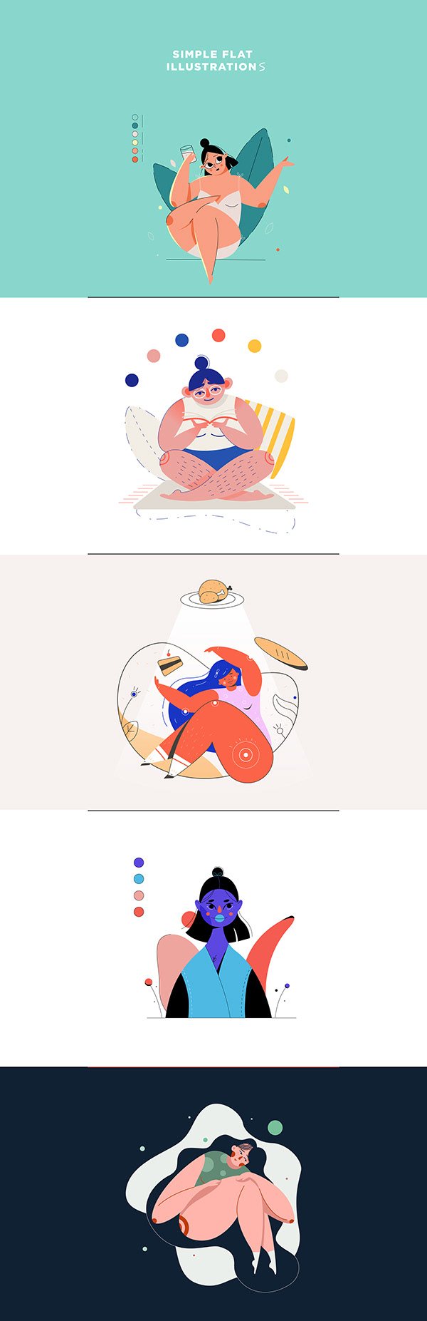 Simple FLAT illustrations | Character girls