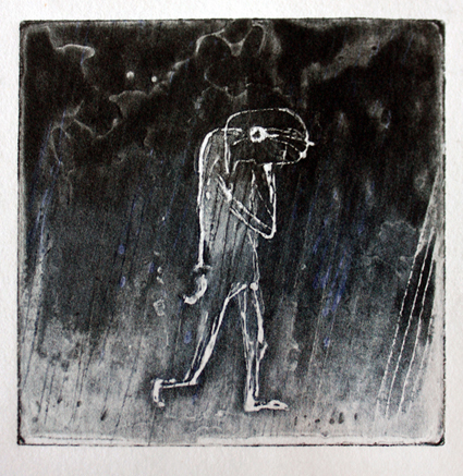 gray leaden man rainy depressed gloomy match miscellaneous portrait girls textures intaglio self selfportrait
