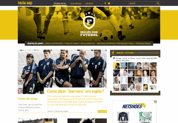 Inglês com futebol Blog identidade visual