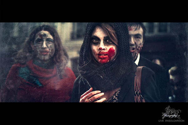 Photography  zombie walk zombie walk paris Zombie Walk Paris 2010 france zombie day  Event Post-Prod process cinematic conceptual make-up Supernatural horror blood brain dead undead mood atmosphere costume Paris live rasoloarison liverasol.com texture