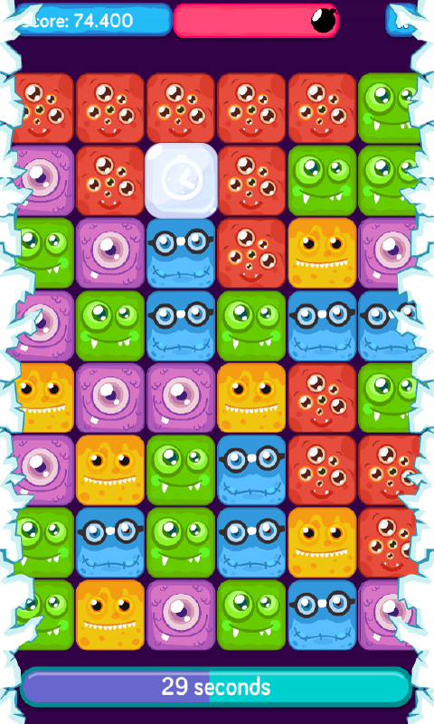 mobile game matching game monsters cute explosion FREEZE bombs