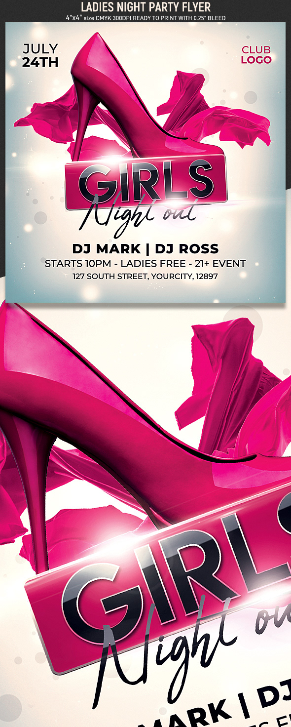 club flyer Entertainment Event Flyer Design girls night girls night out glamour hens night flyer Invitation