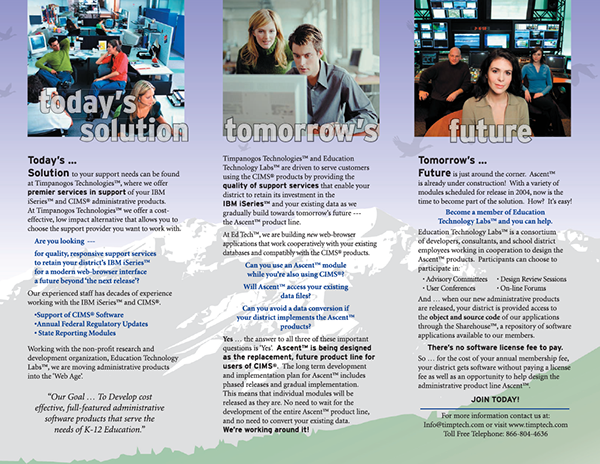 TimpTech brochure Layout tri-fold