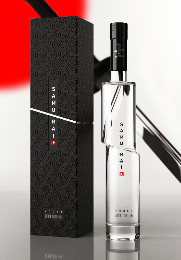 Vodka alcohol samurai glass bottle Packaging vodka design samurai vodka studioin