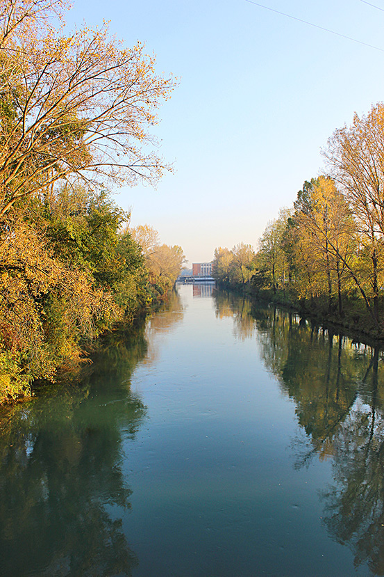 autumn river Treviso water reflections Italy italia industrial history Nature