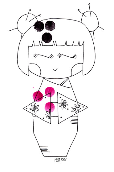 kokeshi dolls drawings ILLUSTRATION  sketching ChildrenIllustration cartoon poster japanese
