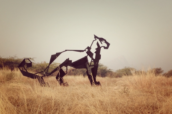 leopard sculpture Outdoor wildlife India panther Rabari steel