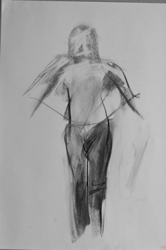 model naked woman female action painting expressive lines sketch capacity Stefanos Papadas