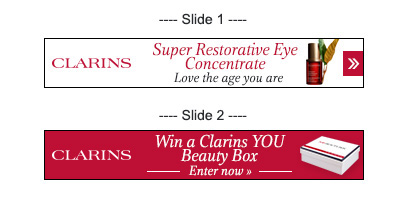 red White beauty cosmetics Clarins lifestyle Website adverts ads mailonline