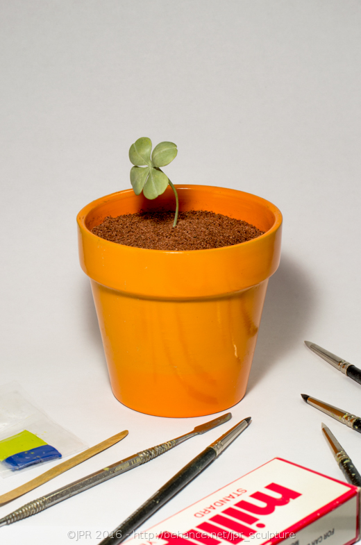 wishcard clover luck Chance trefle green Nature pot orange earth modelling Miniature