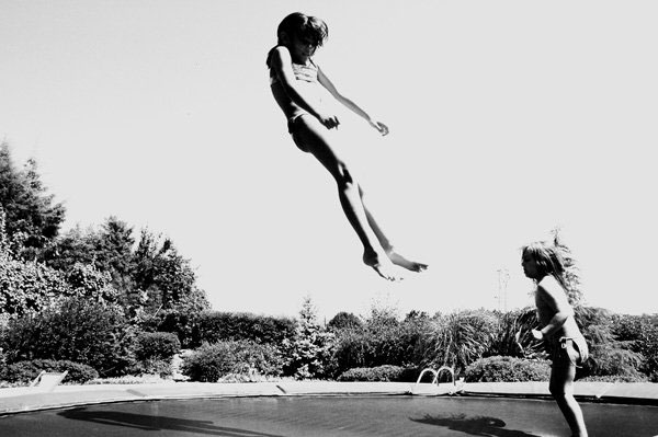 children  black&white jump