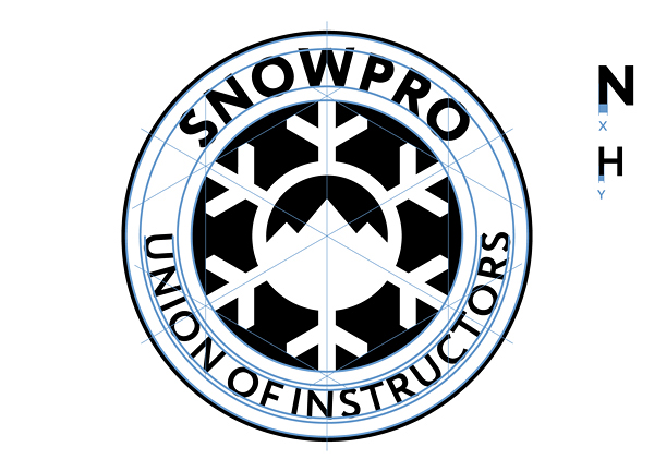 identity snow school Unit SKY snowboard Instructor emblem work in progress logo