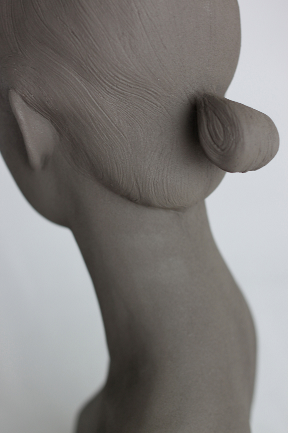 sculpture figure figurative modern Canadian bust grey clay mold cast sculptor gosia eyes art